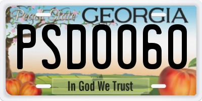 GA license plate PSD0060