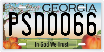 GA license plate PSD0066