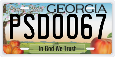 GA license plate PSD0067