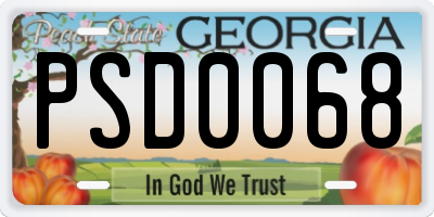 GA license plate PSD0068