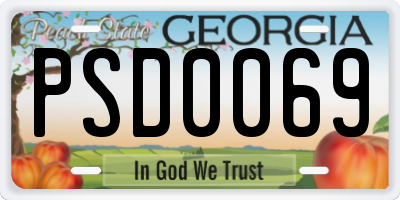 GA license plate PSD0069