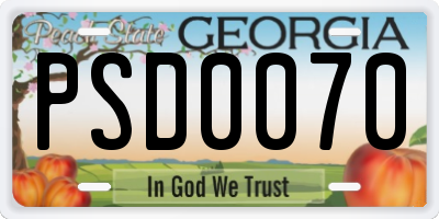 GA license plate PSD0070