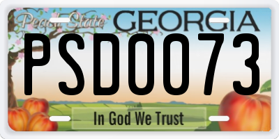 GA license plate PSD0073