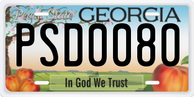 GA license plate PSD0080