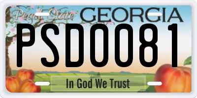 GA license plate PSD0081