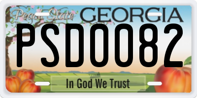 GA license plate PSD0082