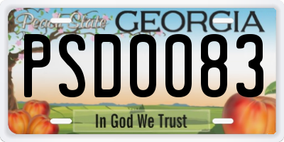 GA license plate PSD0083