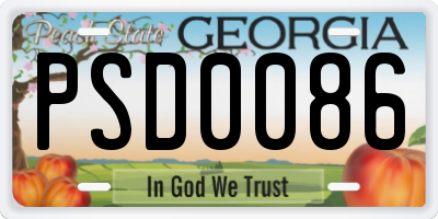 GA license plate PSD0086