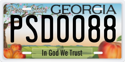 GA license plate PSD0088