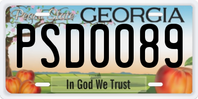 GA license plate PSD0089