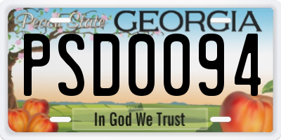 GA license plate PSD0094