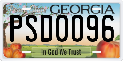GA license plate PSD0096