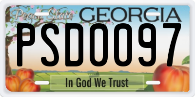 GA license plate PSD0097