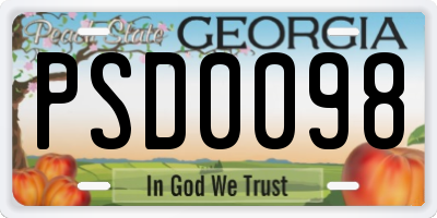 GA license plate PSD0098