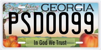 GA license plate PSD0099
