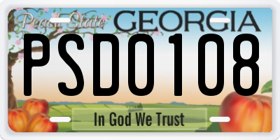 GA license plate PSD0108