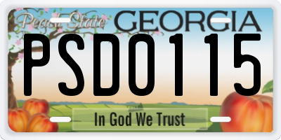 GA license plate PSD0115