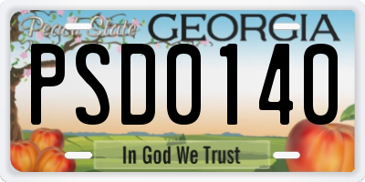 GA license plate PSD0140