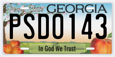 GA license plate PSD0143