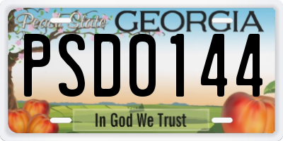 GA license plate PSD0144