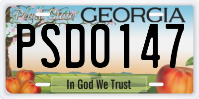 GA license plate PSD0147