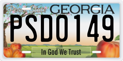 GA license plate PSD0149