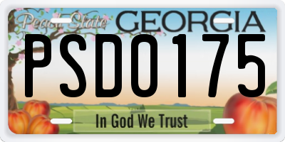 GA license plate PSD0175