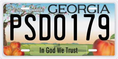 GA license plate PSD0179