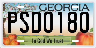 GA license plate PSD0180