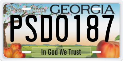 GA license plate PSD0187