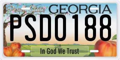 GA license plate PSD0188