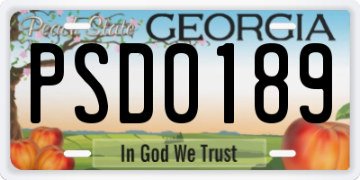 GA license plate PSD0189