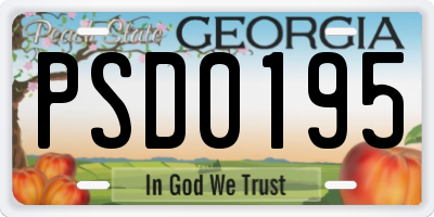 GA license plate PSD0195