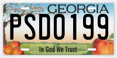 GA license plate PSD0199