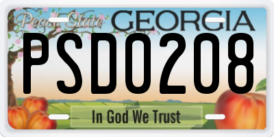 GA license plate PSD0208