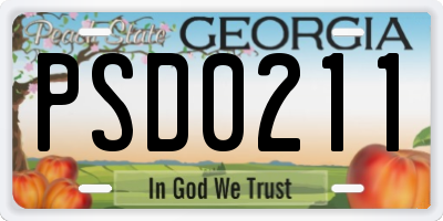 GA license plate PSD0211