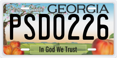 GA license plate PSD0226