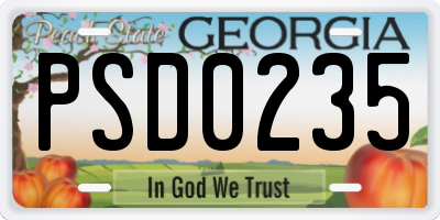 GA license plate PSD0235