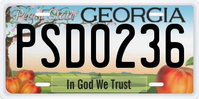 GA license plate PSD0236