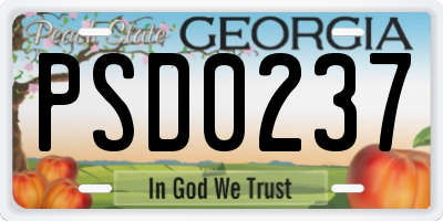 GA license plate PSD0237