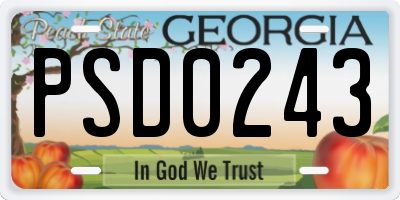 GA license plate PSD0243