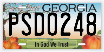 GA license plate PSD0248
