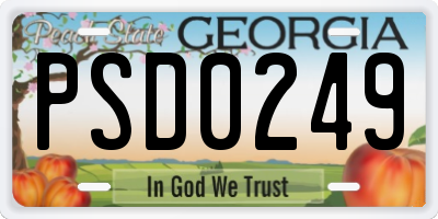 GA license plate PSD0249