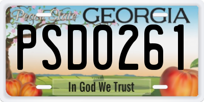 GA license plate PSD0261