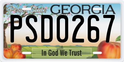 GA license plate PSD0267