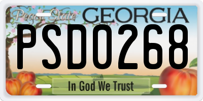 GA license plate PSD0268