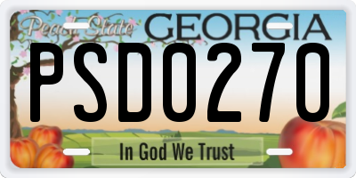 GA license plate PSD0270