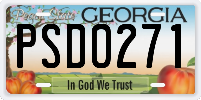 GA license plate PSD0271