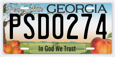 GA license plate PSD0274