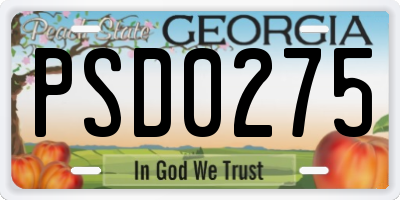 GA license plate PSD0275